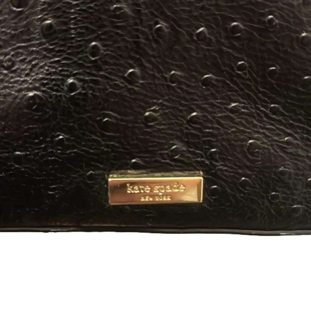 KATE SPADE ♠️ Harmony Valencia Road Black Leather Tote Ostrich Embossed bow